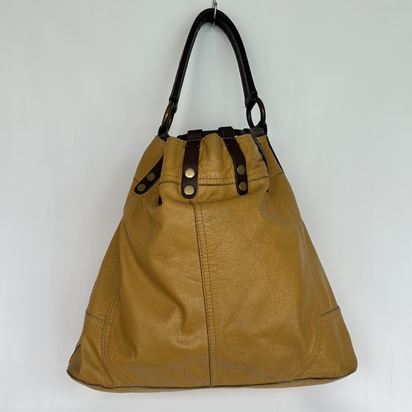 Lucky Brand Leather Drawstring Bucket Bag Hobo Purse - Picture 4 of 16